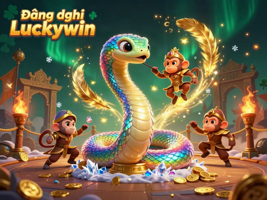 Experience the excitement of Đăng ký Luckywin with a vibrant 3D gaming illustration.