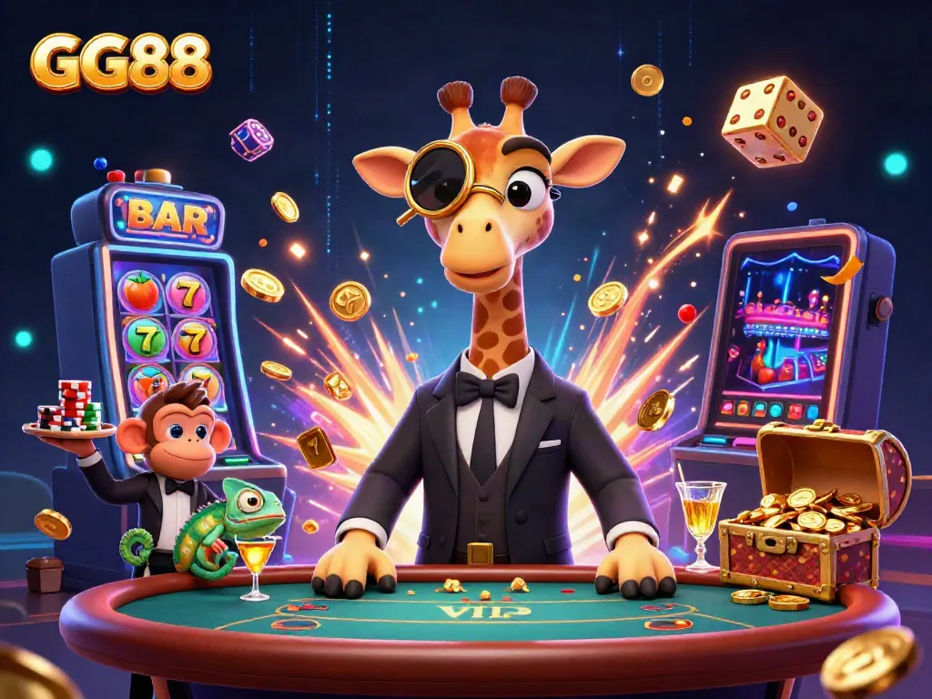 Engage in the vibrant world of GG88 with a lively casino scene showcasing high-stakes gaming and excitement.