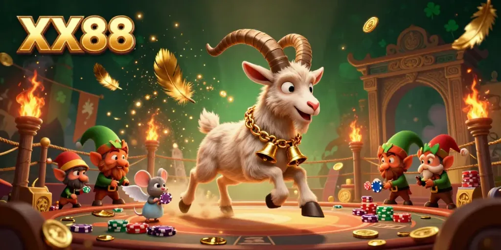 Experience thrilling action at XX88's vibrant casino with Krampus, angel mouse, and mischievous gremlins.