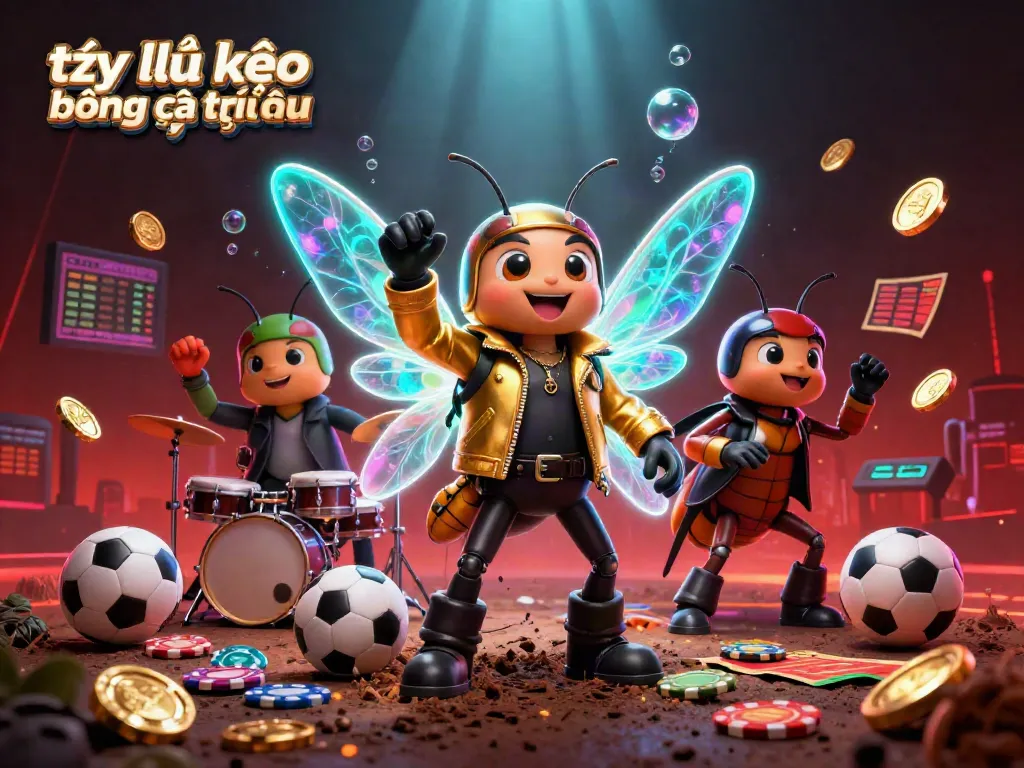 Immerse in the vibrant world of tỷ lệ kèo bóng đá trực tuyến with this energetic 3D sports illustration featuring betting activities.