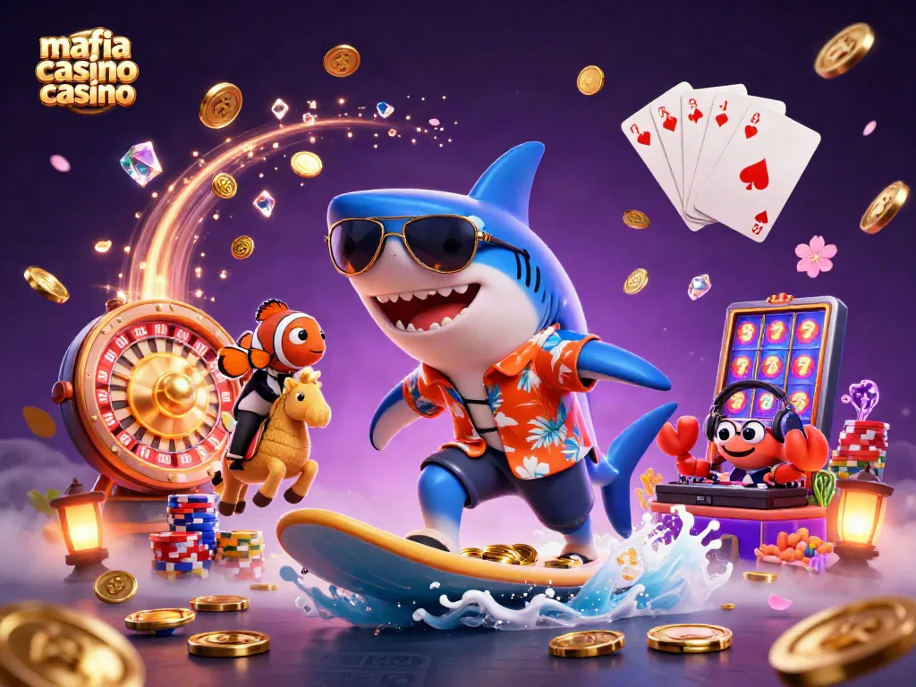 Experience thrilling action at mafia casino casino with vibrant characters and casino elements in a colorful underwater scene.