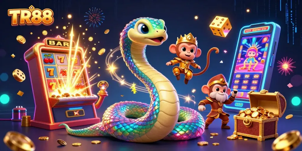 Spin the reels with TR88 and feel the jackpot thrill in this vibrant casino fantasy art.