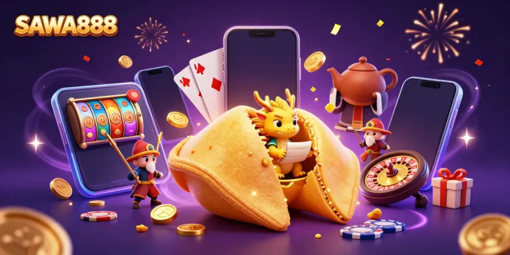 Experience thrilling gameplay with SAWA888, a vibrant casino world featuring rich golds and dynamic gaming elements.
